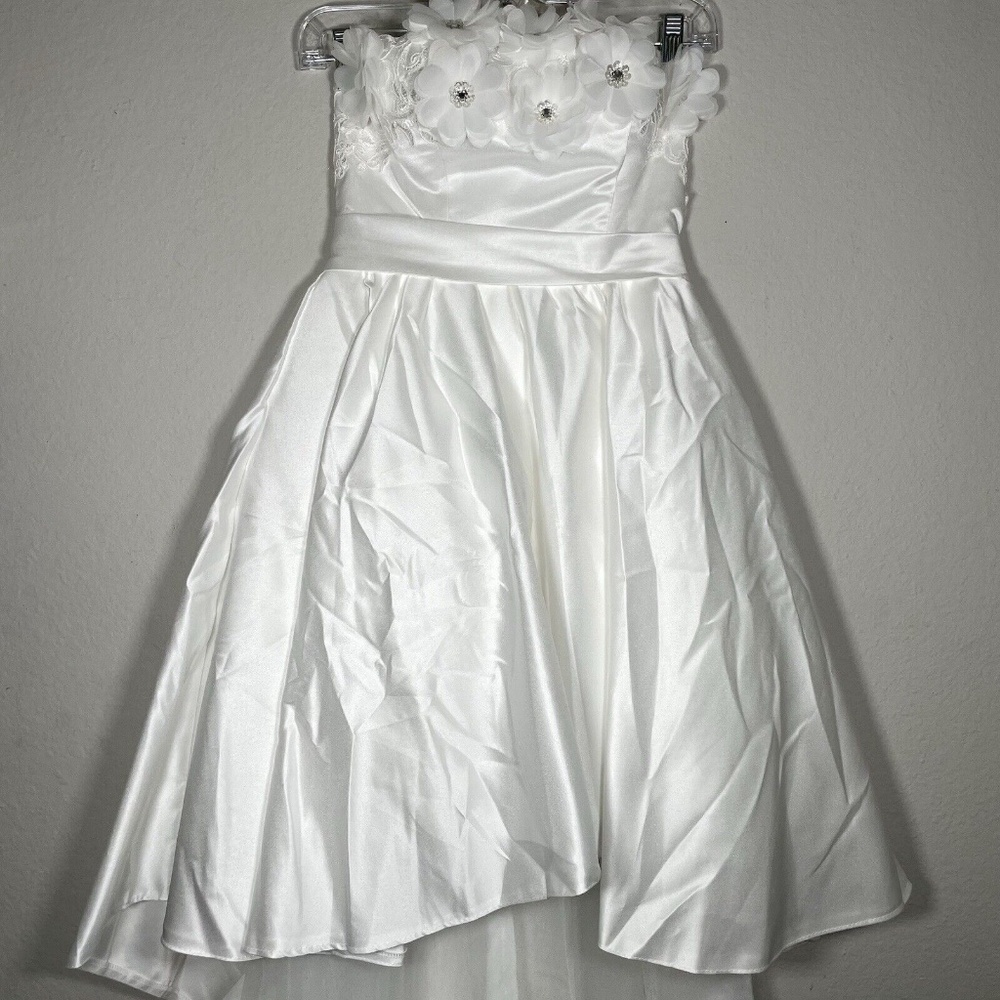 SHEIN Appliques White High Low Hem Tube Wedding Dress Women Size XSmall